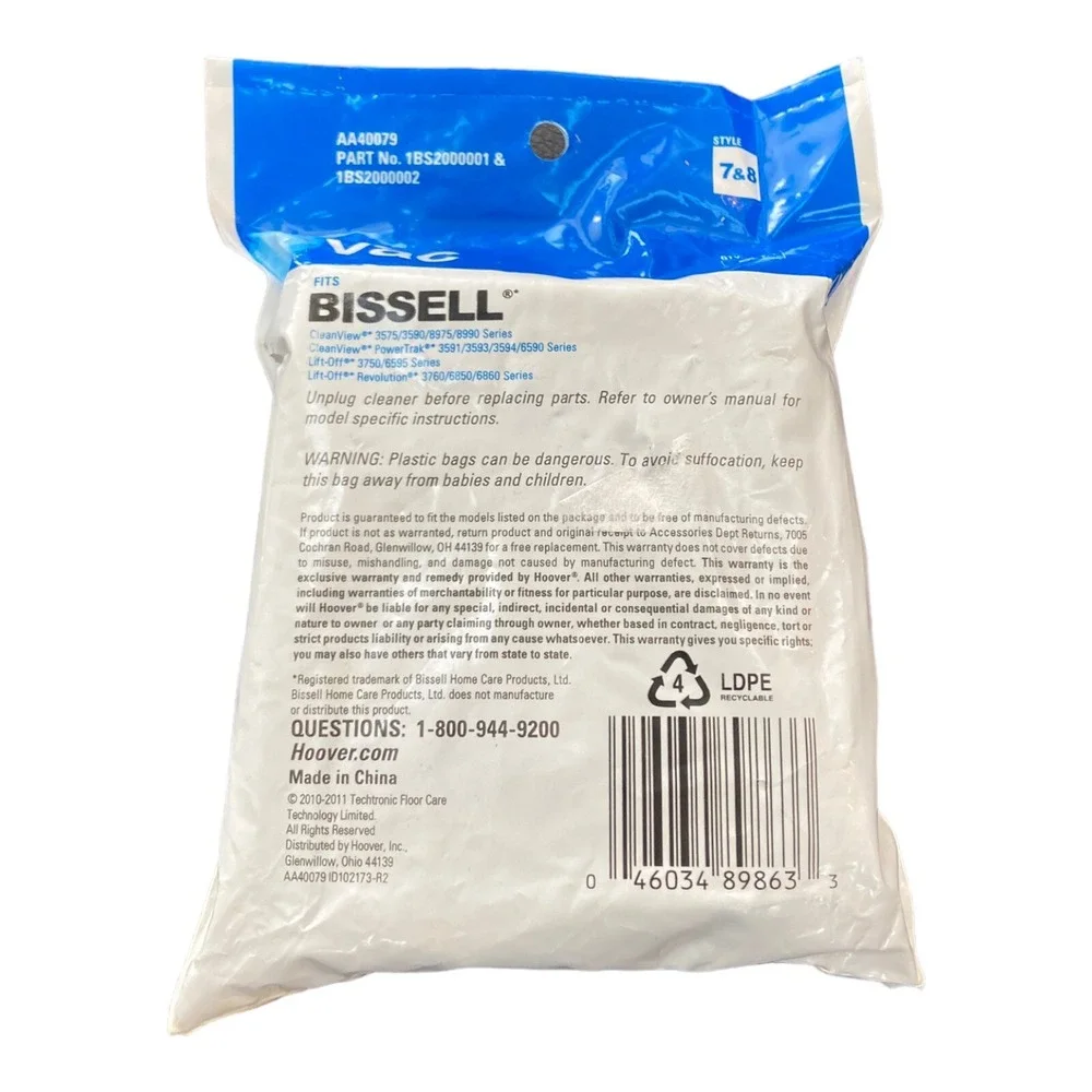 Bissell Style Filters 7 & 8 AA40079 Part No 1BS2000001 & 1BS2000002 New